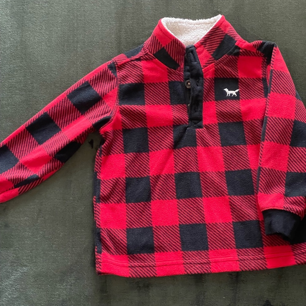Carters Children’s Red/Black Plaid Sweatshirt. Size 24 Months. Used.